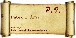 Patek Irén névjegykártya